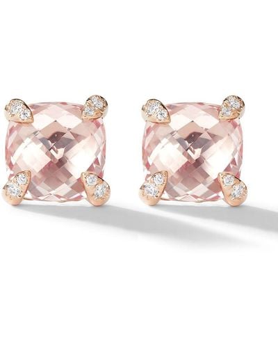 David Yurman 18kt Rose Gold Chatelaine Morganite And Diamond Stud Earrings - Pink