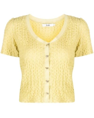 B+ AB Butterfly-button Detail Crinkled Cardigan - Yellow