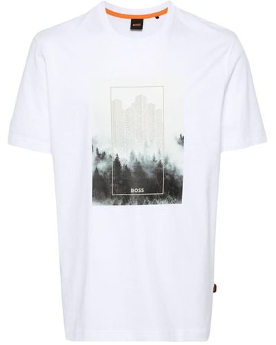 BOSS Photograph-print Cotton T-shirt - White