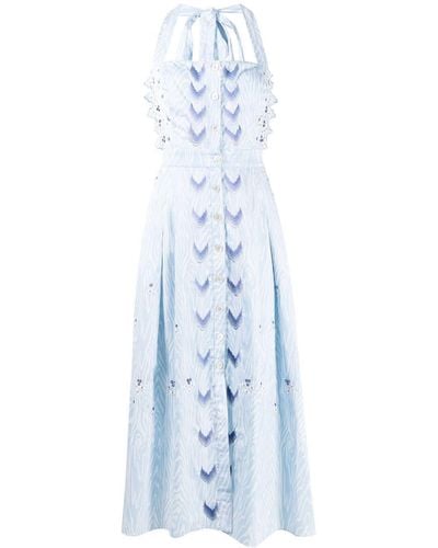Temperley London Valerie Embroidered Halter Dress - Blue