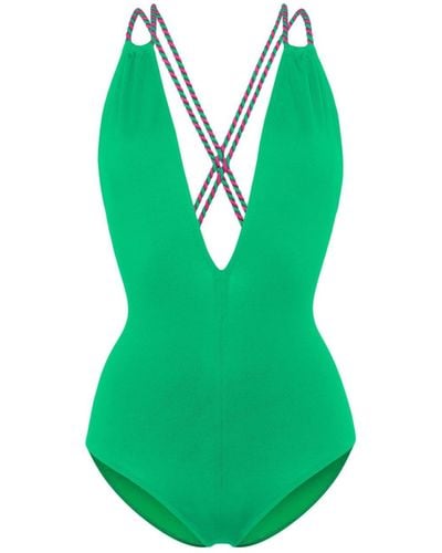 Eres Pirouette V-neck Swimsuit - Green