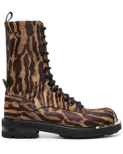Roberto Cavalli Tiger-print Ankle Boots - Brown