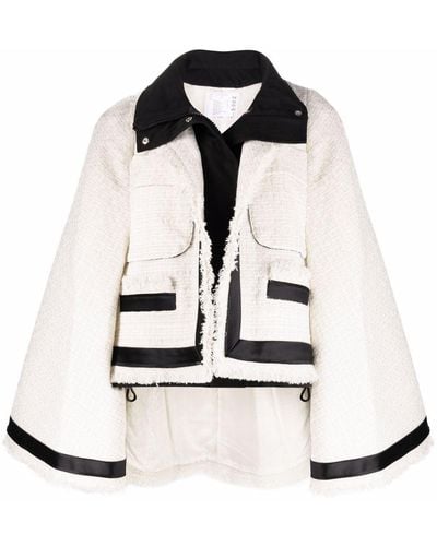 Sacai Flared Tweed Jacket - White