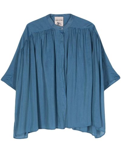 Semicouture Gathered-detail Shirt - Blue