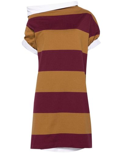 Dries Van Noten Striped Cotton Sweatshirt Dress - Red