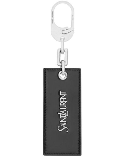 Saint Laurent Schlüsselanhänger mit Logo-Schild - Weiß