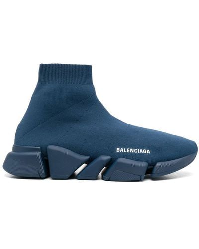 Balenciaga Speed 2.0 Knitted Sneakers - Blue
