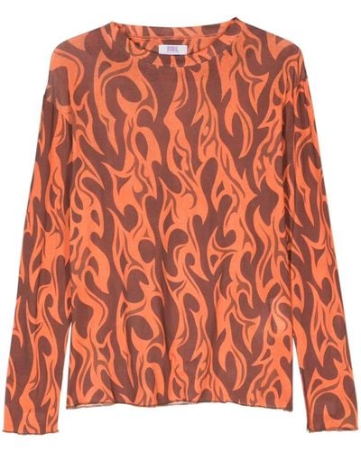 ERL Flame-print Cotton T-shirt - Orange