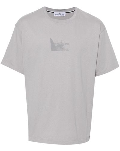 Stone Island T-Shirt mit Logo-Print - Grau
