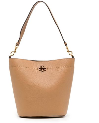 Tory Burch Mcgraw Logo Bucket Bag - White