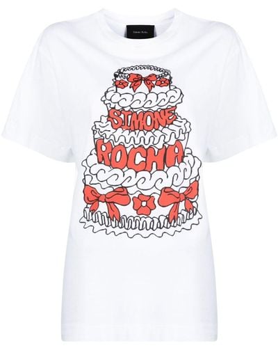 Simone Rocha Cake Graphic-print Cotton T-shirt - White