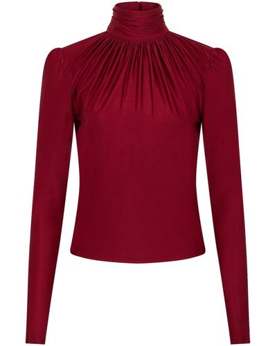 Rabanne High-neck Draped Top - Red