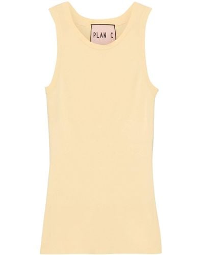 Plan C Sleeveless Knitted Top - Natural