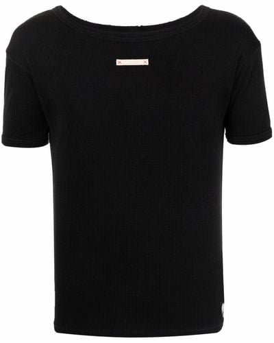 Maison Margiela Camiseta con detalle de cuatro pespuntes - Negro