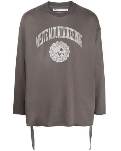 White Mountaineering Sweater Met Logoprint - Grijs