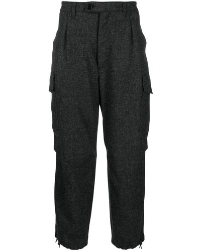 Mackintosh Cropped Wool Cargo Trousers - Black