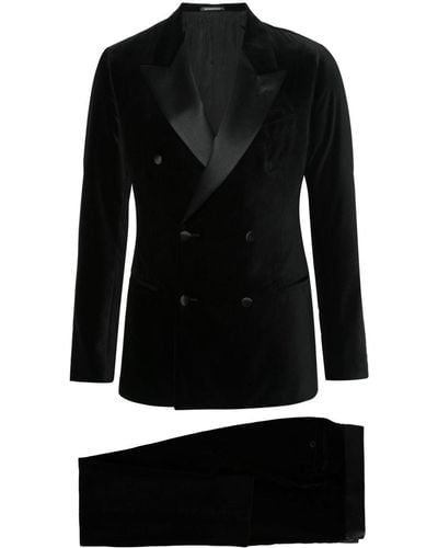 Emporio Armani Velvet Double-breasted Suit - Black