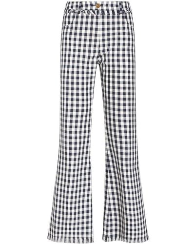 Etro Gingham-check Flared Pants - Blue