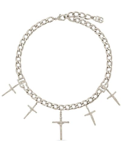 Dolce & Gabbana Cross-charm Chain-link Necklace - Metallic