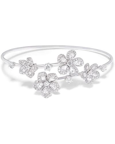 David Morris Bracelet torque Miss Daisy Open Twist en or blanc 18ct orné de diamants - Métallisé