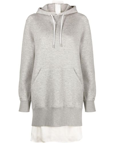 Sacai Robe-hoodie zippée à manches longues - Gris