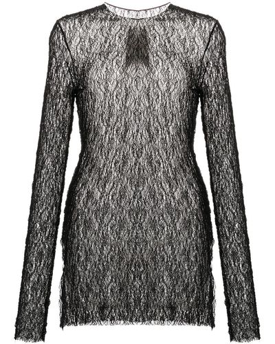 Uma Wang Side-slit Open-knit Top - Black