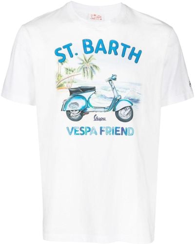 Mc2 Saint Barth Illustration-print Cotton T-shirt - Blue