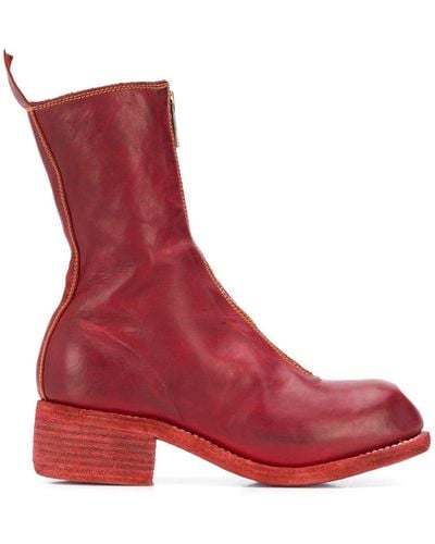 Guidi Calf-length Zip-up Boots - Red