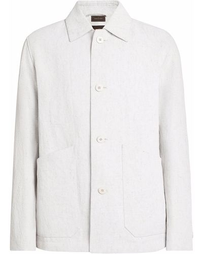 Zegna Buttoned-up Linen Shirt Jacket - ホワイト