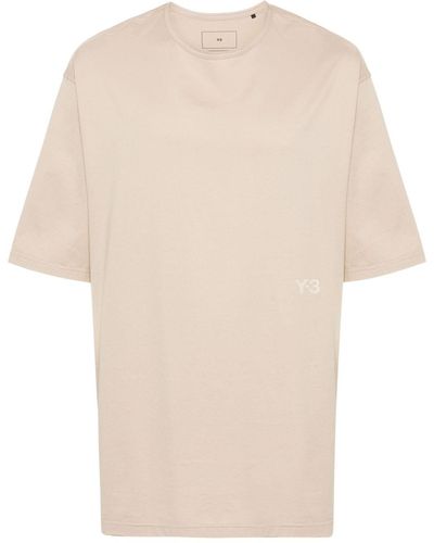 Y-3 Logo-appliqué Cotton T-shirt - Natural
