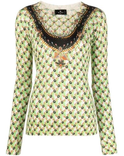 Etro Floral-print Knitted Top - Green