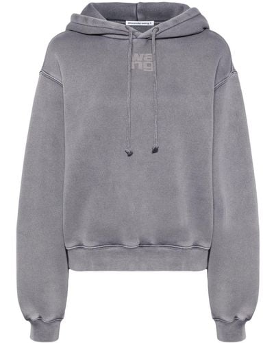 Alexander Wang Essential Terry Hoodie With Puff Paint Logo - Gray