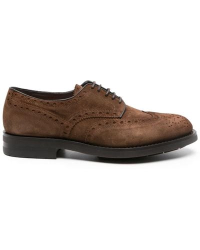Santoni Suede Derby Shoes - Brown