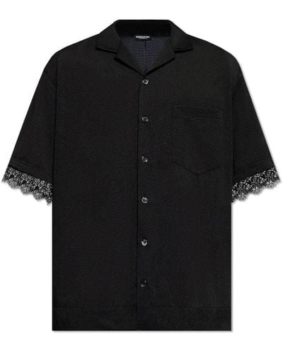 DSquared² Lace-trim Short-sleeve Pyjama Shirt - Black