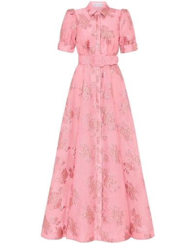 Rebecca Vallance Annette Abendkleid aus blumigem Brokat - Pink