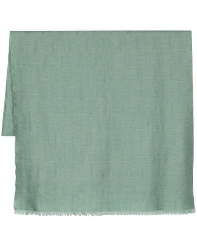 Fendi Ausgefranster Schal mit FF-Muster - Grün