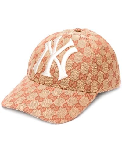 Gucci Baseball Hat With Ny Yankees Patch - Natural