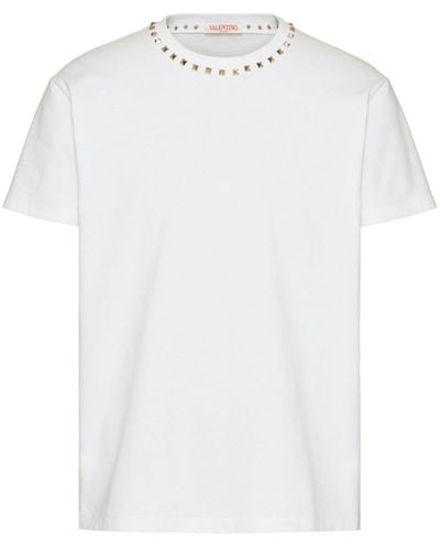 Valentino Garavani T-shirt en coton à détails de clous - Blanc