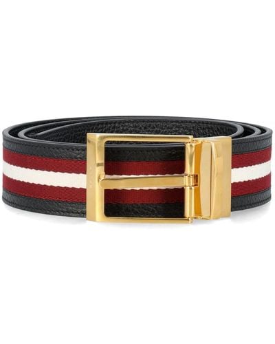 Bally Shiffie 35mm Striped Belt - Black