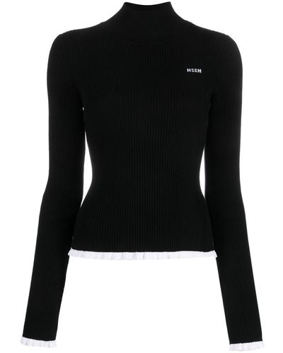 MSGM Intarsia Logo Sweater - Black