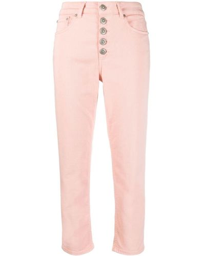 Dondup Cropped Dyed Tapered Jeans - Pink