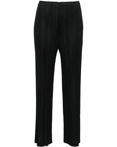 Pleats Please Issey Miyake Pantalones rectos con pinzas - Negro