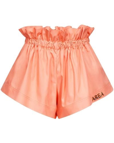Area Ruffled-waist Track Shorts - Pink