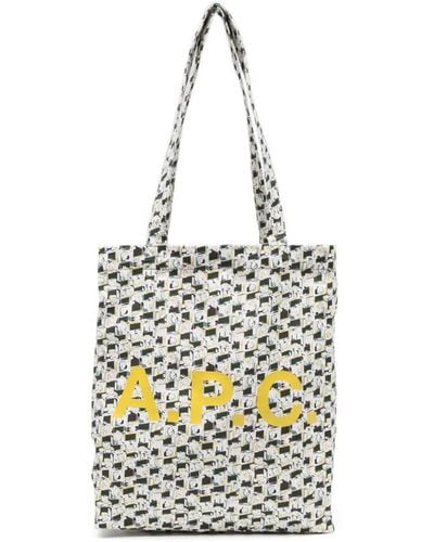 A.P.C. Logo-print Cotton Tote Bag - White