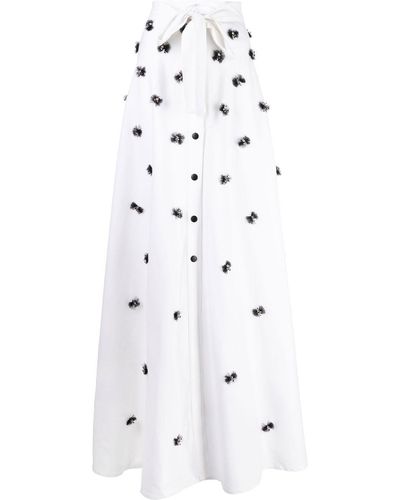 Saiid Kobeisy Bead-embellished A-line Skirt - White