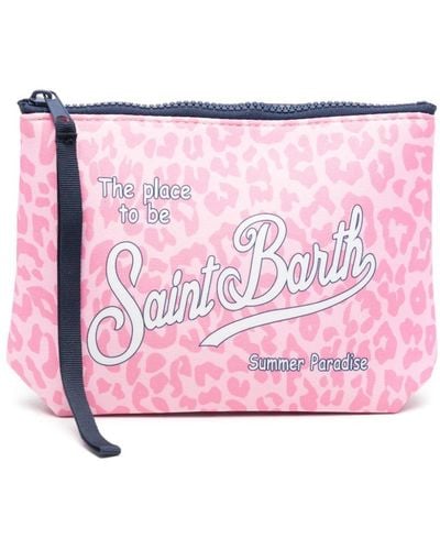 Mc2 Saint Barth Aline Leopard-print Wash Bag - Pink