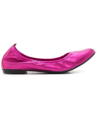 Sarah Chofakian Julia Elasticated Leather Ballerina Shoes - Pink