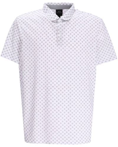 Armani Exchange Geometric-pattern Print Cotton Polo Shirt - White