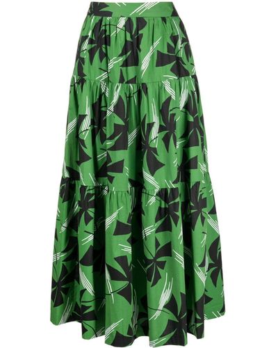 STAUD Printed Midi Skirt - グリーン