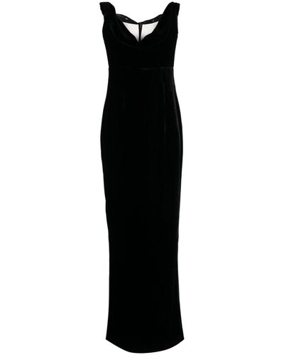 Roland Mouret Cowl-neck Velvet-effect Midi Dress - Black
